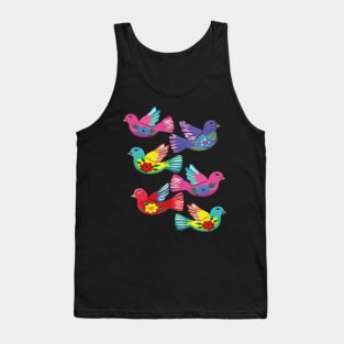 Mexican doves colorful folk art pattern handmade maximalist ornament decoration Tank Top